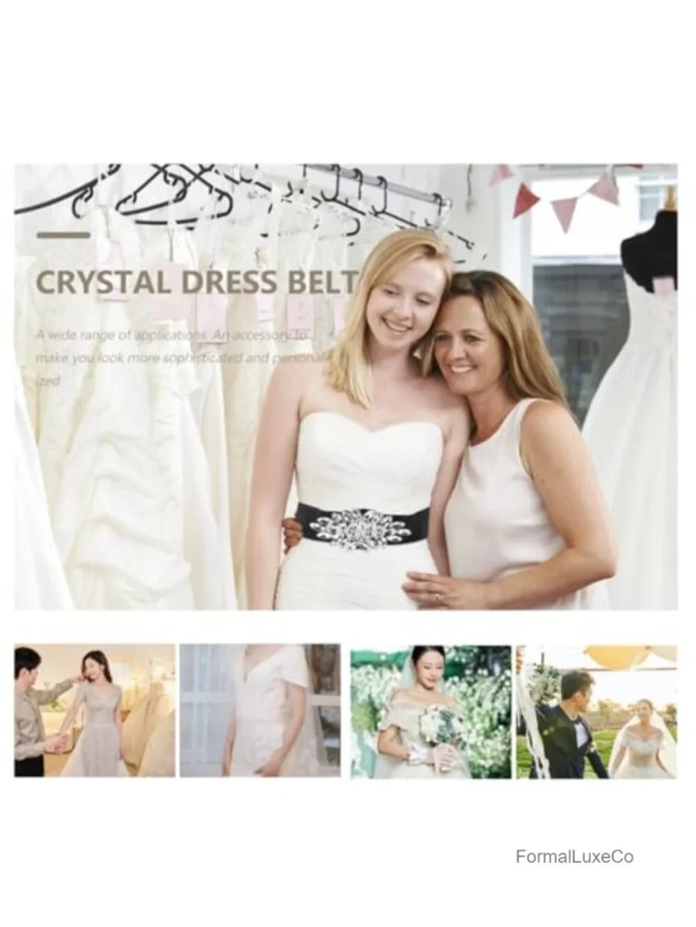 Rhinestone Wedding Belt for Bride Dress, Elegant Waist Accessory for Formal